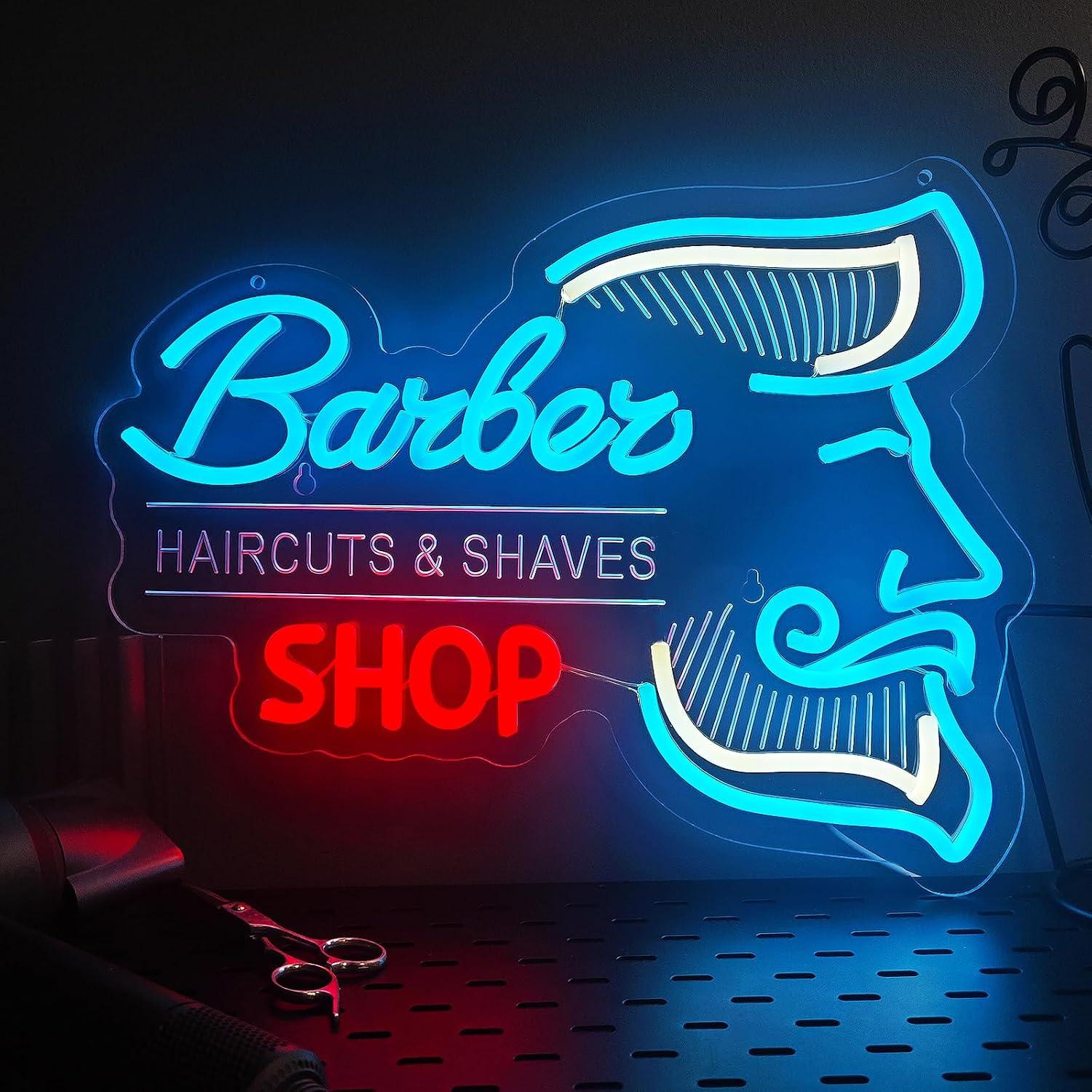Men'S Grooming Store - Barber Shop Neon Sign USB Dimmable
