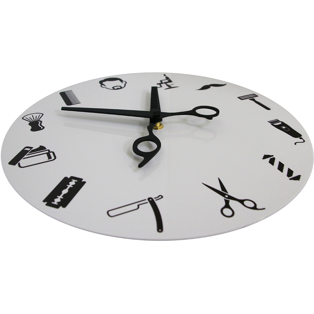 Barber Shop Wall Clock with Sc - Men'S Grooming Studio 评论和价格
