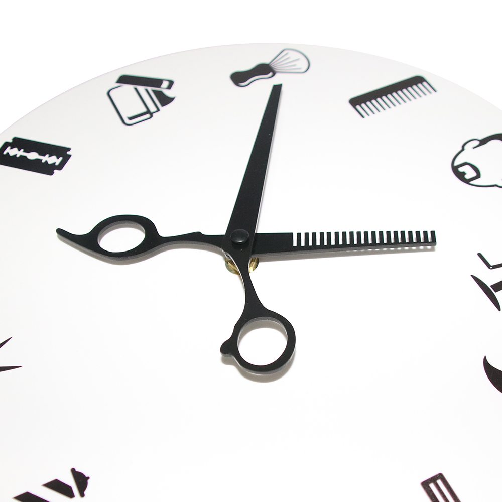 Barber Shop Wall Clock with Sc - Men'S Grooming Studio 评论和价格