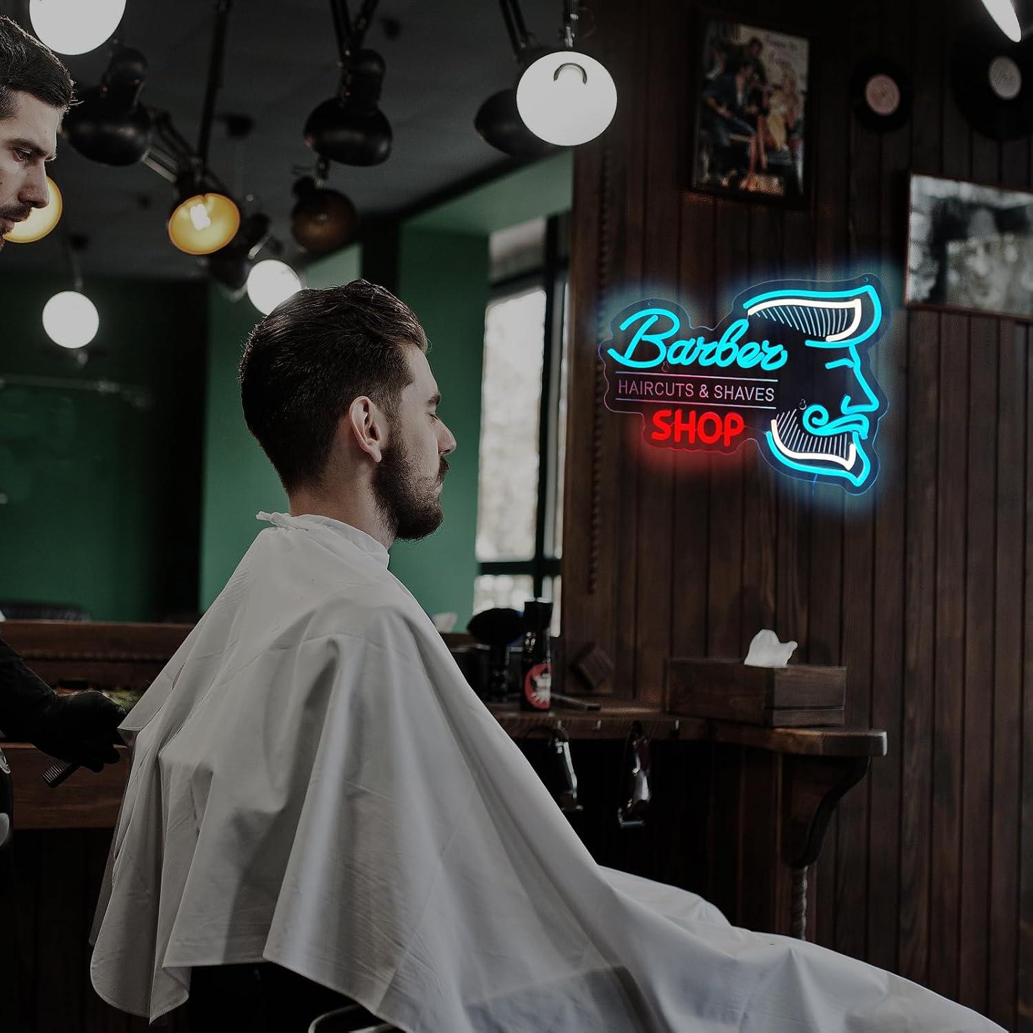 Barber Shop Neon Sign USB Dimm - Men'S Grooming Store 评论和价格