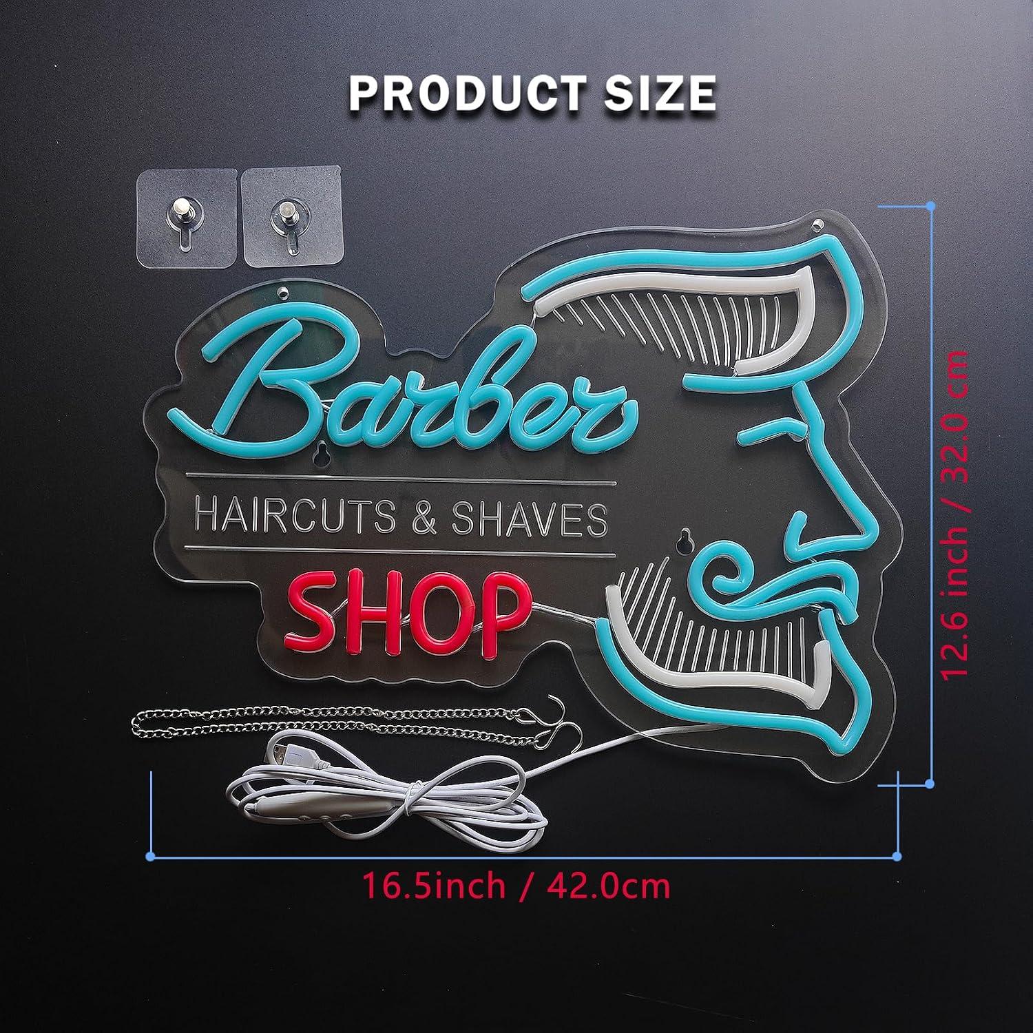 Barber Shop Neon Sign USB Dimm - Men'S Grooming Store 评论和价格